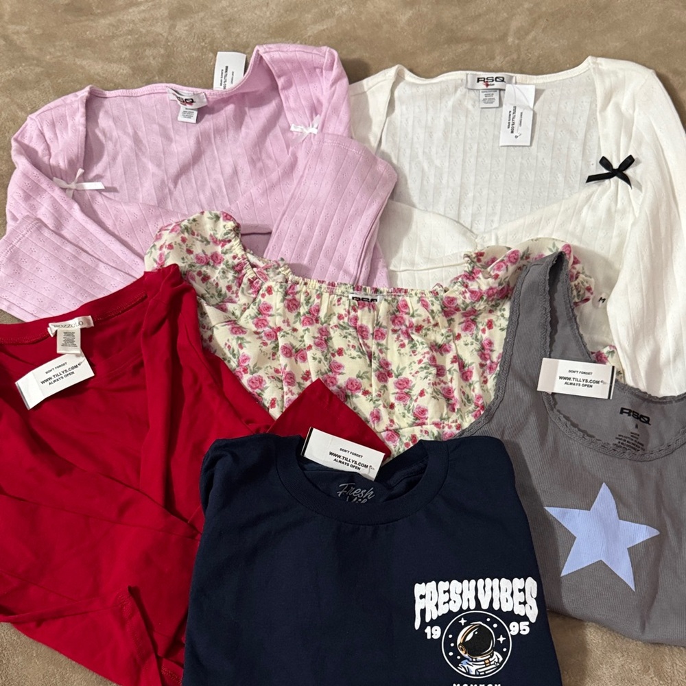 Tilly's Women's Tops Assortment - Red, Pink, White, Blue